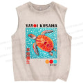 Unisex Yayoi Kusama Turtle Printed Washed Tank Top