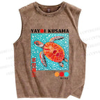 Unisex Yayoi Kusama Turtle Printed Washed Tank Top