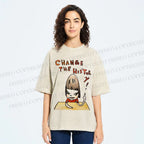 Unisex Yoshitomo Nara Change The History Printed Washed Tee