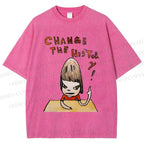 Unisex Yoshitomo Nara Change The History Printed Washed Tee