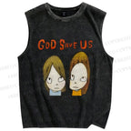 Unisex Yoshitomo Nara God Save Us Printed Washed Tank Top