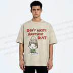 Unisex Yoshitomo Nara Don't Waste Another Day Printed Washed Tee