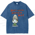 Unisex Yoshitomo Nara Don't Waste Another Day Printed Washed Tee