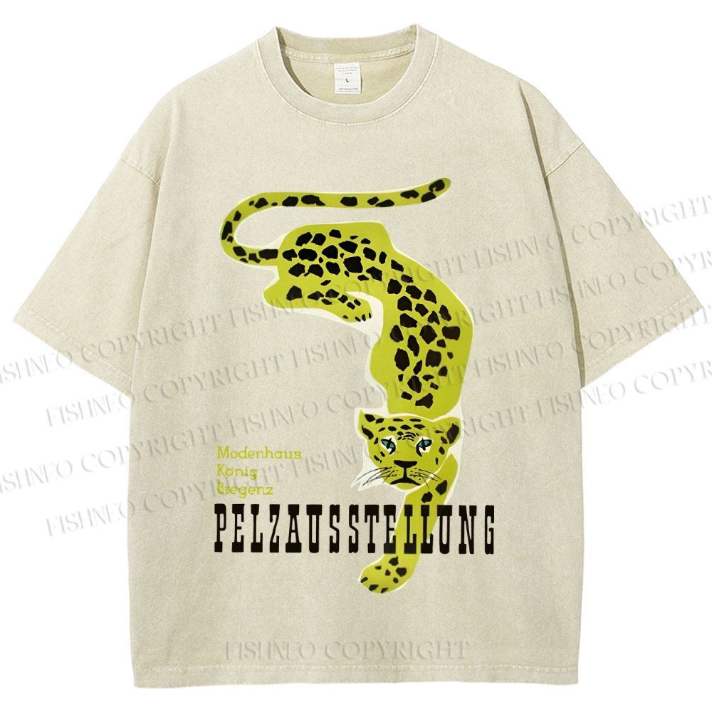 Unisex Panther Pelzausstellung Printed Washed Tee