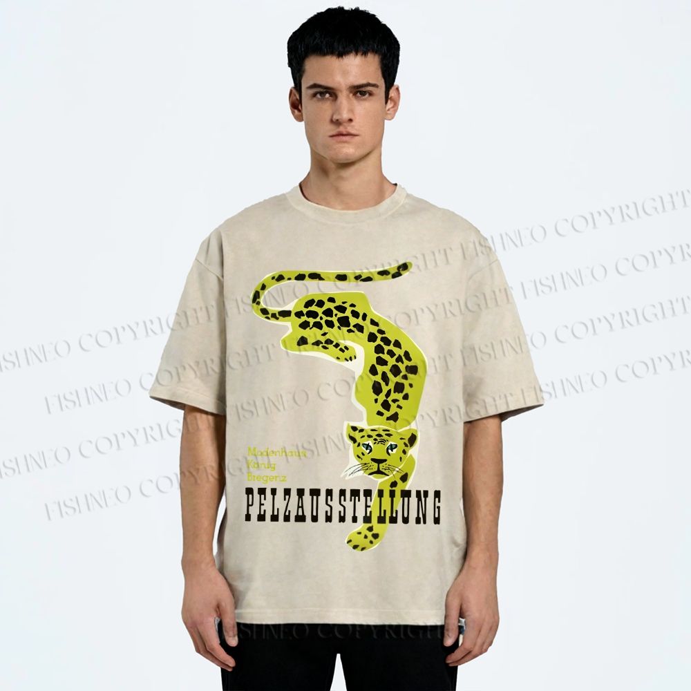 Unisex Panther Pelzausstellung Printed Washed Tee