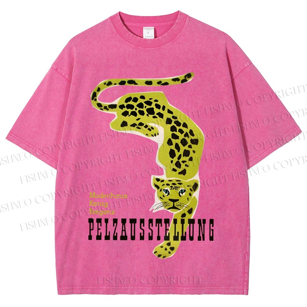 Unisex Panther Pelzausstellung Printed Washed Tee