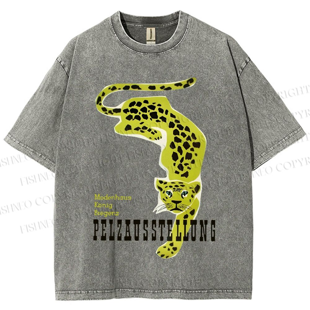 Unisex Panther Pelzausstellung Printed Washed Tee