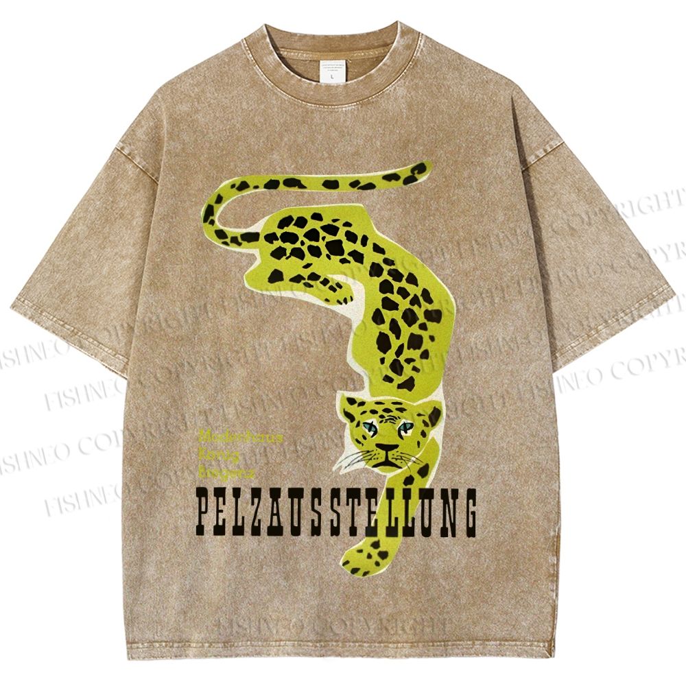 Unisex Panther Pelzausstellung Printed Washed Tee
