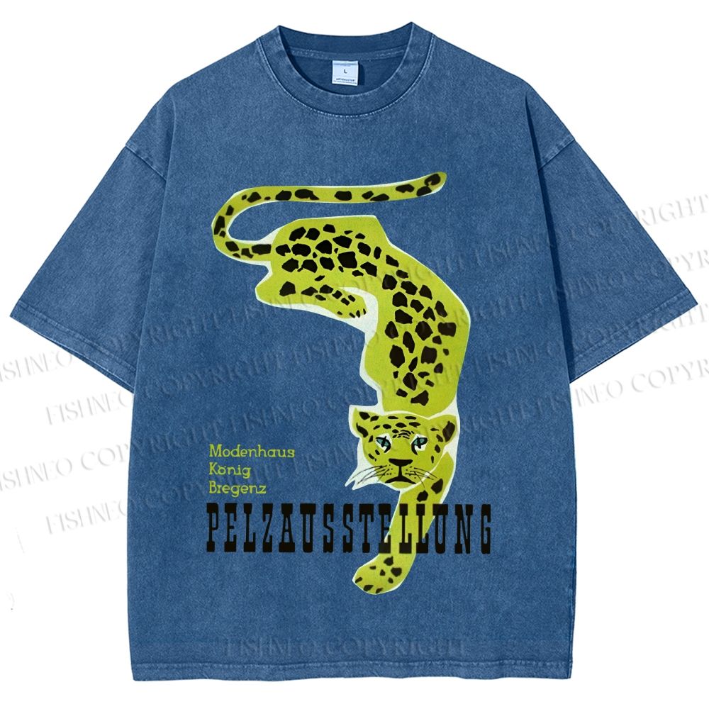 Unisex Panther Pelzausstellung Printed Washed Tee