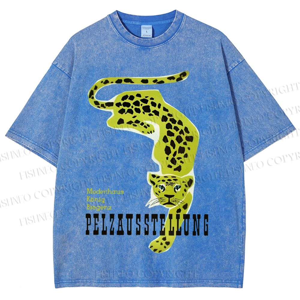 Unisex Panther Pelzausstellung Printed Washed Tee