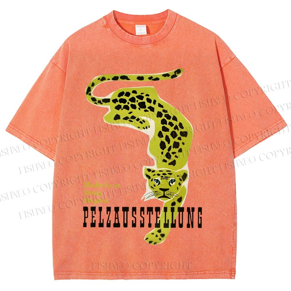 Unisex Panther Pelzausstellung Printed Washed Tee