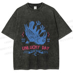 Unisex Unlucky Day For Bird Printed Washed Tee