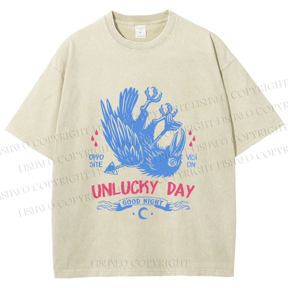 Unisex Unlucky Day For Bird Printed Washed Tee