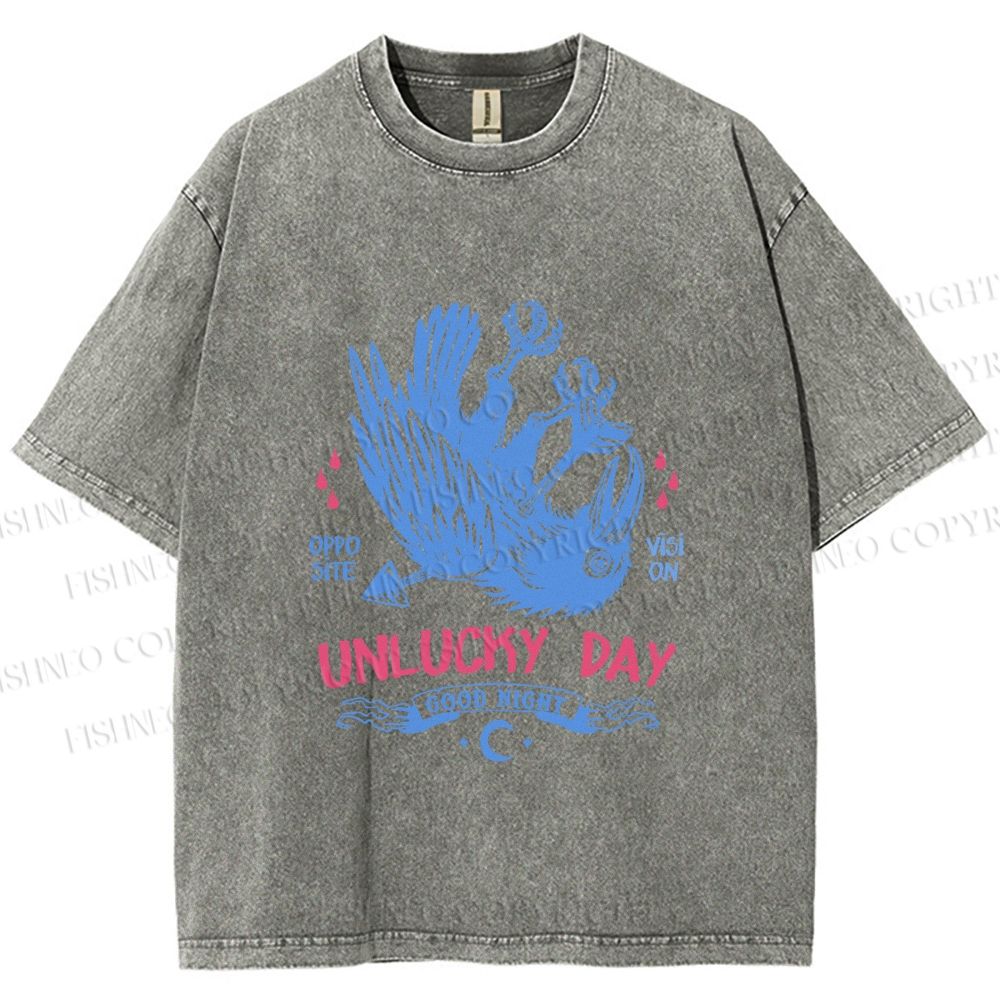 Unisex Unlucky Day For Bird Printed Washed Tee