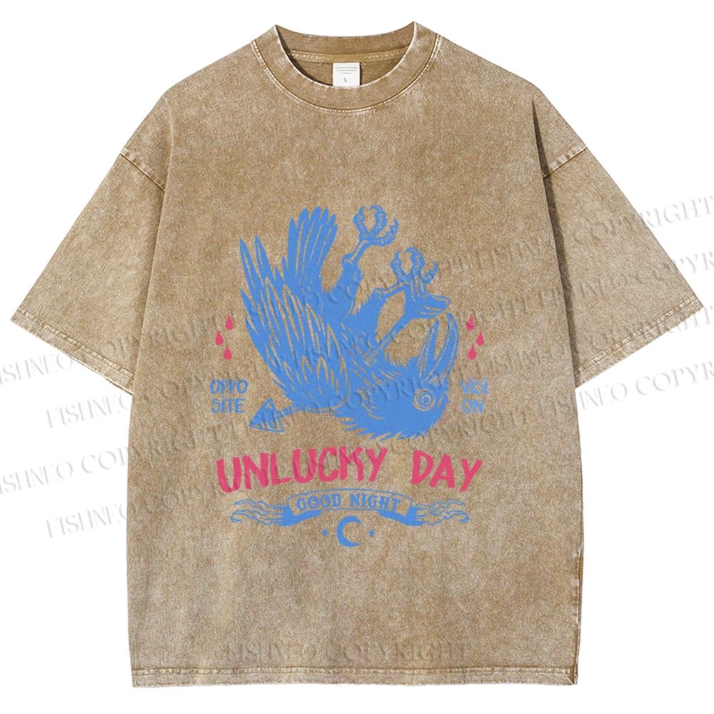 Unisex Unlucky Day For Bird Printed Washed Tee