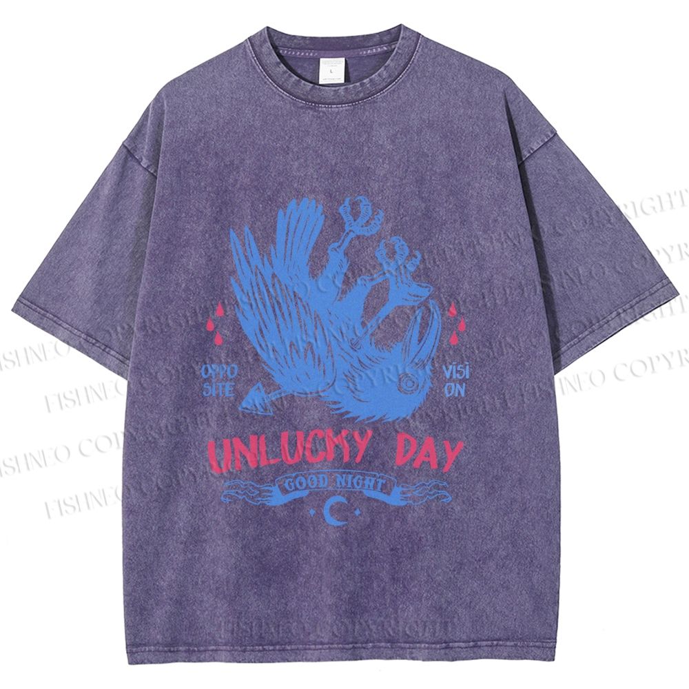 Unisex Unlucky Day For Bird Printed Washed Tee