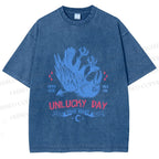 Unisex Unlucky Day For Bird Printed Washed Tee