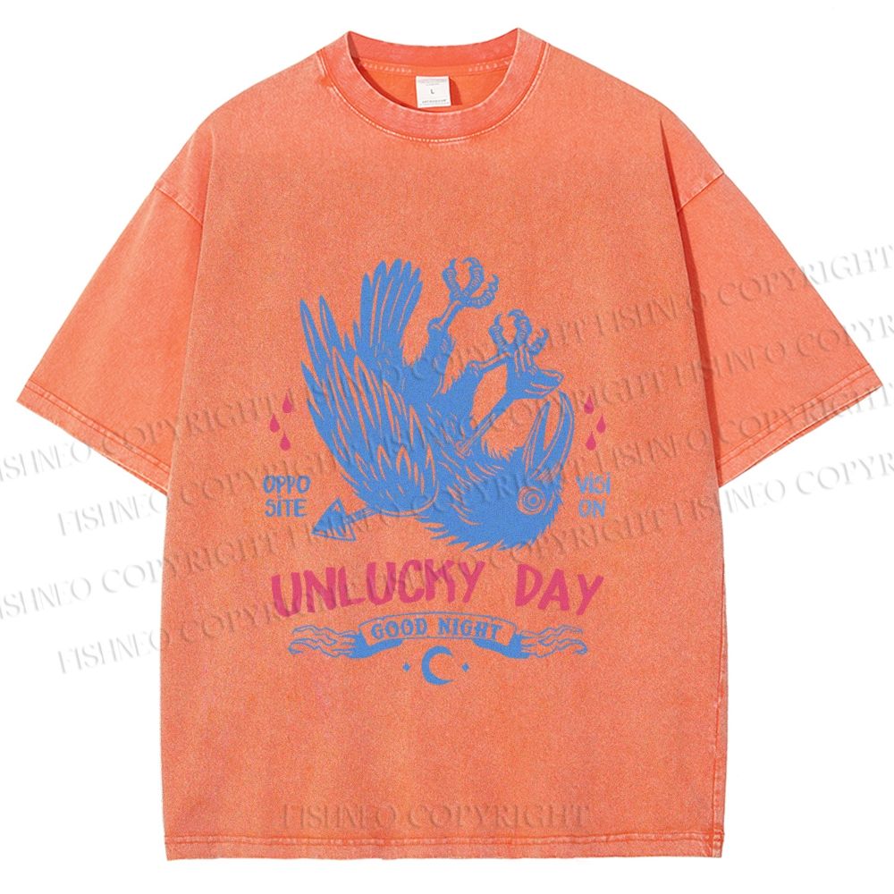 Unisex Unlucky Day For Bird Printed Washed Tee