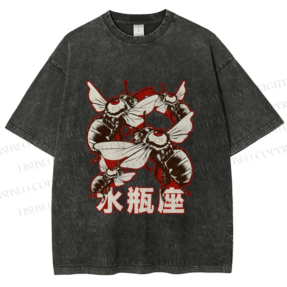 Unisex Aquarius Bugs Printed Washed Tee
