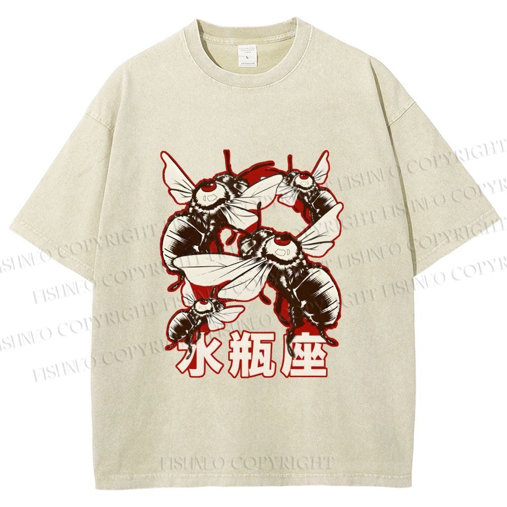 Unisex Aquarius Bugs Printed Washed Tee