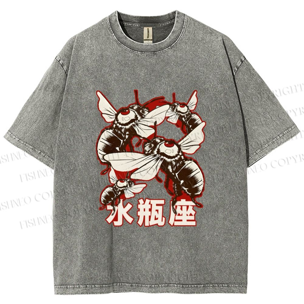 Unisex Aquarius Bugs Printed Washed Tee