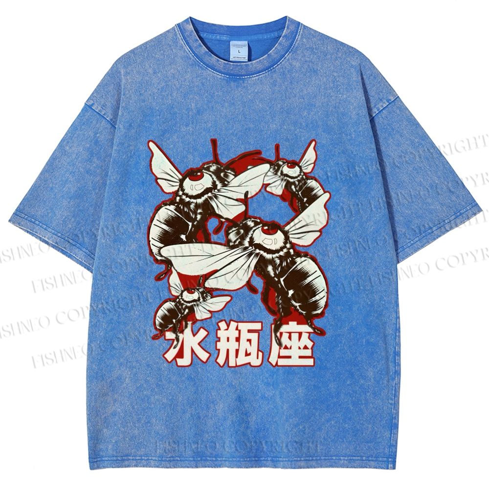 Unisex Aquarius Bugs Printed Washed Tee