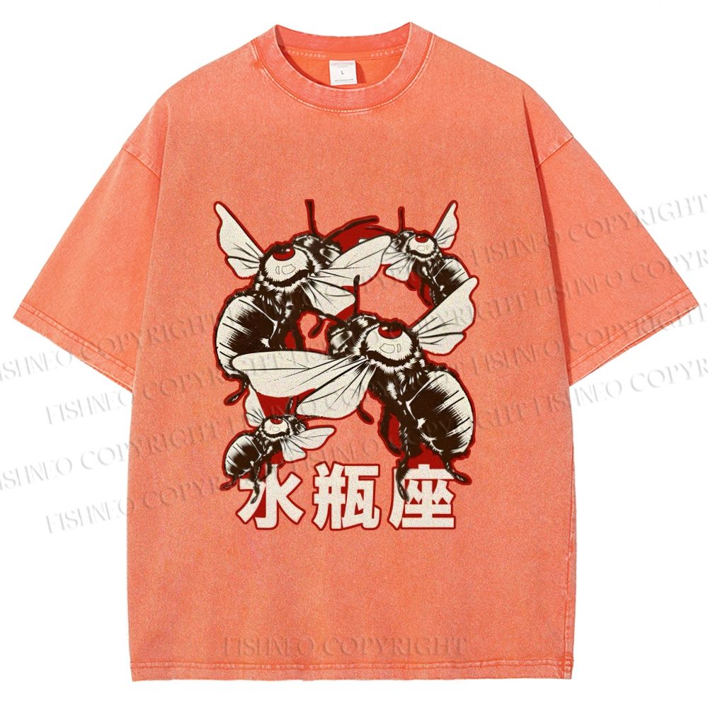 Unisex Aquarius Bugs Printed Washed Tee