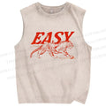 Unisex Easy Tiger Printed Washed Tank Top