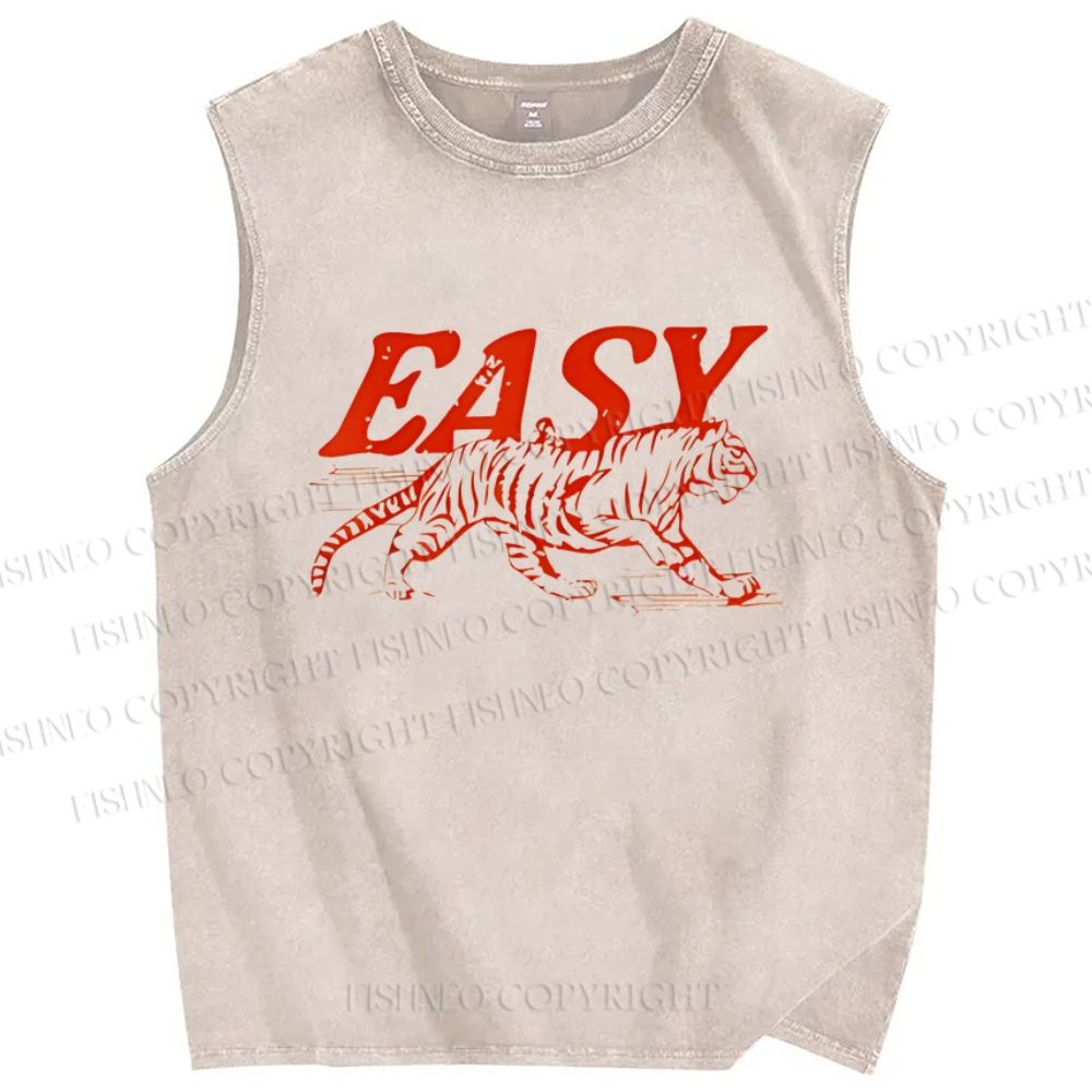 Unisex Easy Tiger Printed Washed Tank Top