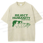 Unisex Reject Humanity Return to Frog Printed Washed Tee
