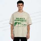 Unisex Reject Humanity Return to Frog Printed Washed Tee