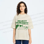 Unisex Reject Humanity Return to Frog Printed Washed Tee