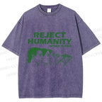Unisex Reject Humanity Return to Frog Printed Washed Tee