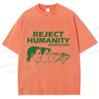 Unisex Reject Humanity Return to Frog Printed Washed Tee