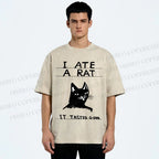 Unisex I Ate A Rat Cat Printed Washed Tee