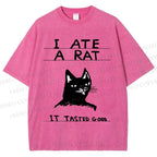 Unisex I Ate A Rat Cat Printed Washed Tee