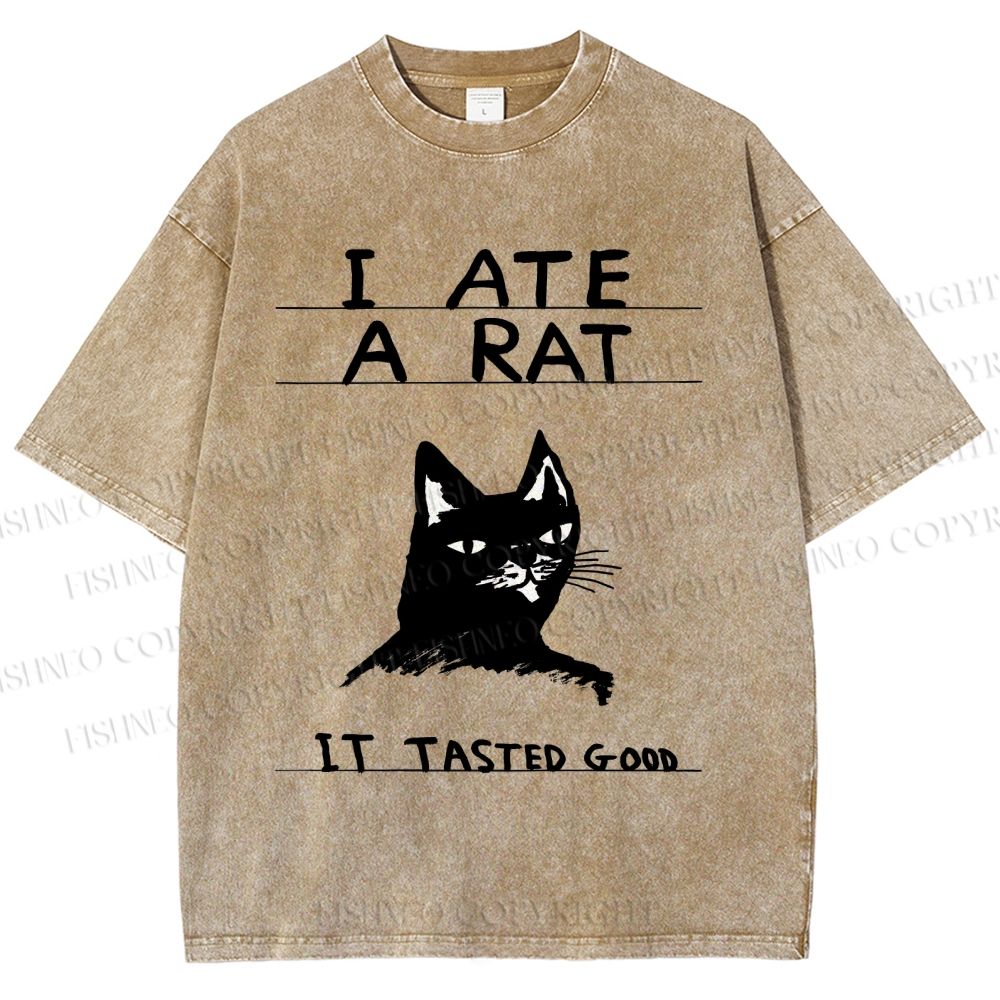 Unisex I Ate A Rat Cat Printed Washed Tee