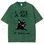 Unisex I Ate A Rat Cat Printed Washed Tee