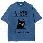 Unisex I Ate A Rat Cat Printed Washed Tee
