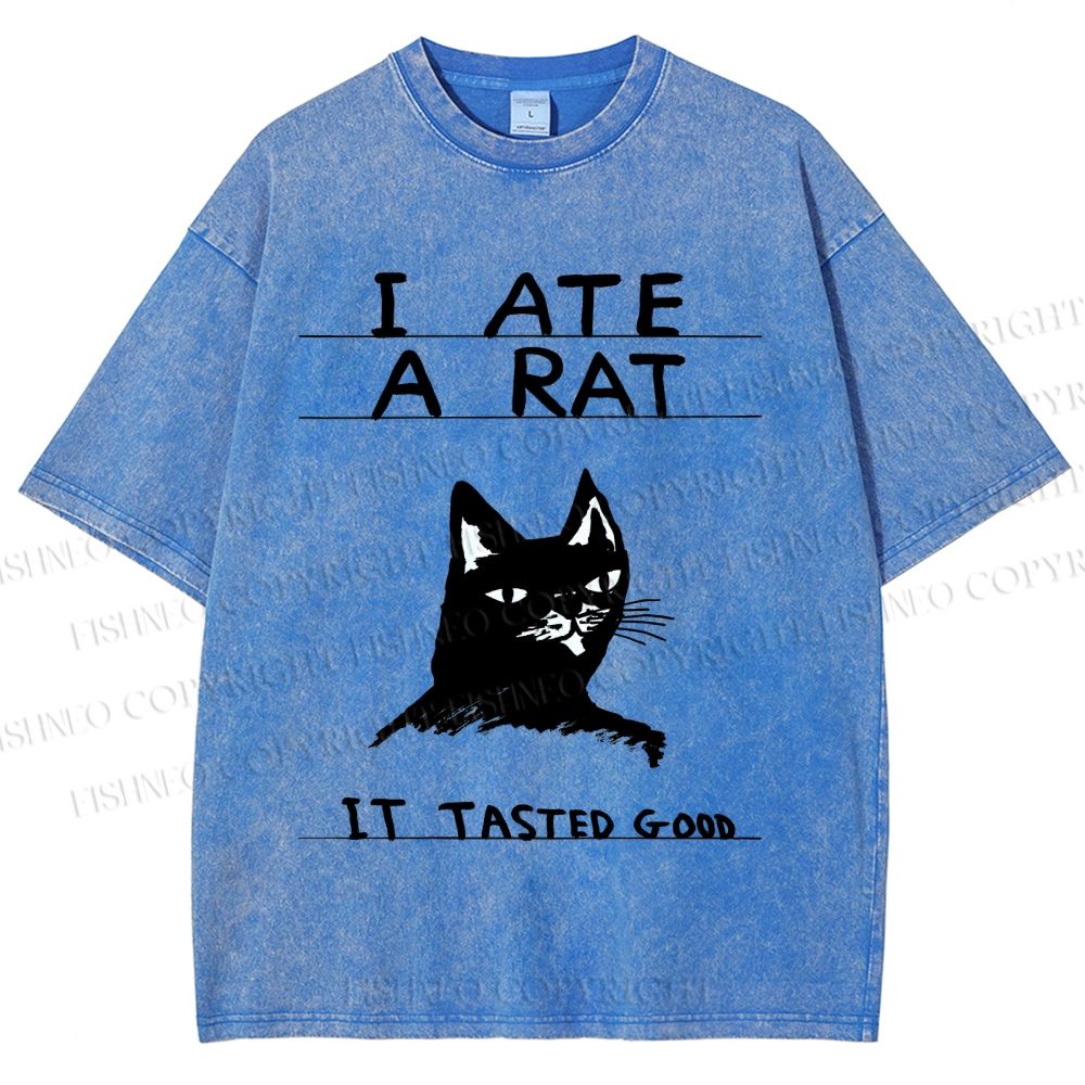 Unisex I Ate A Rat Cat Printed Washed Tee