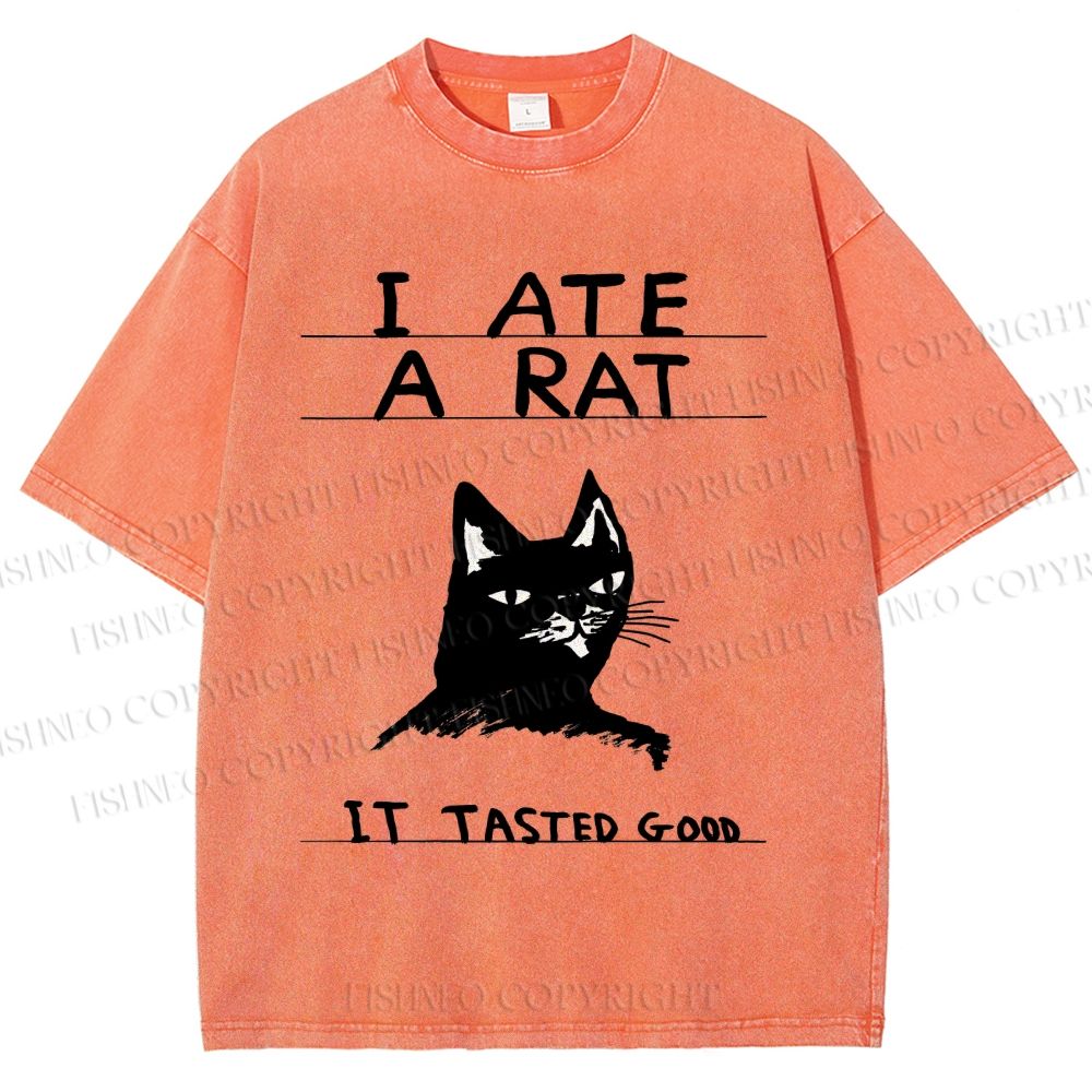 Unisex I Ate A Rat Cat Printed Washed Tee