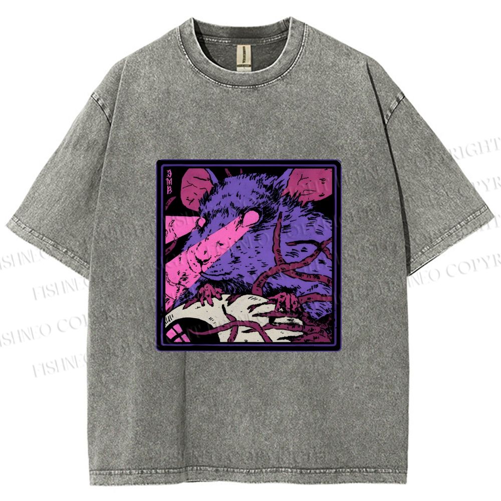 Unisex Rat in Dark Printed Washed Tee