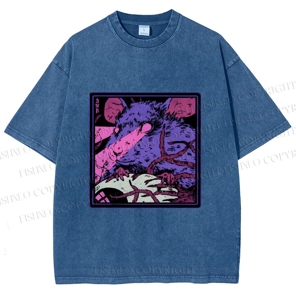 Unisex Rat in Dark Printed Washed Tee