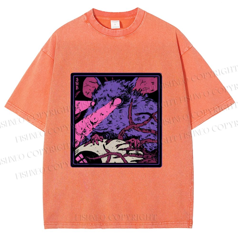 Unisex Rat in Dark Printed Washed Tee