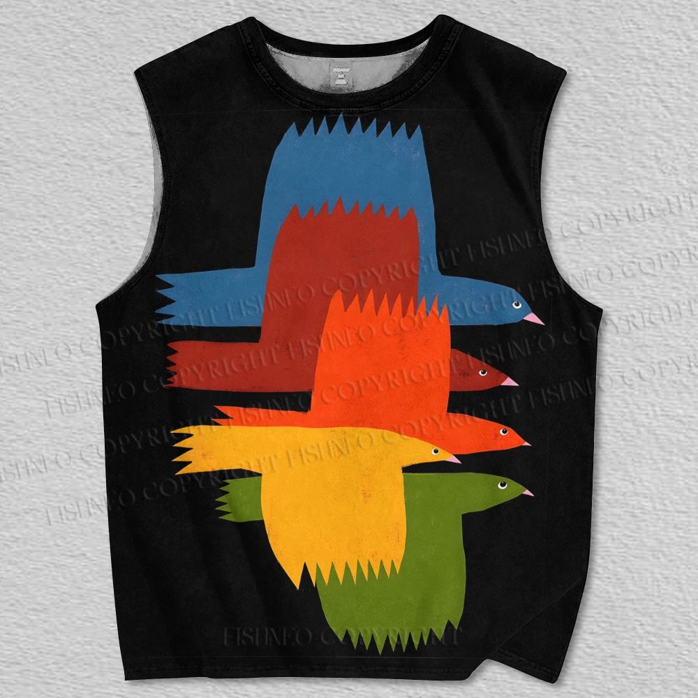 Unisex Birds In Flight Printed Tank Top