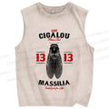 Unisex Cicada Vintage Bug Printed Washed Tank Top