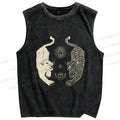 Unisex Symmetrical Panthers Printed Washed Tank Top