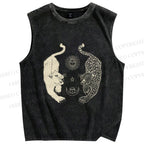 Unisex Symmetrical Panthers Printed Washed Tank Top
