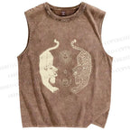 Unisex Symmetrical Panthers Printed Washed Tank Top