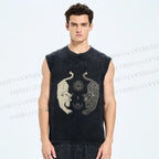 Unisex Symmetrical Panthers Printed Washed Tank Top